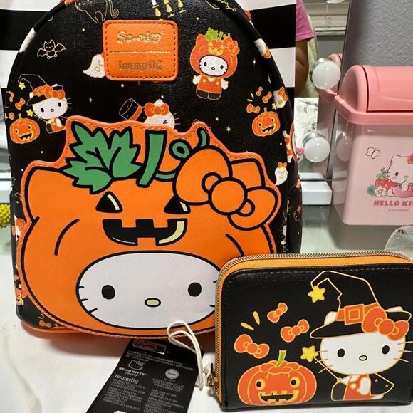 Loungefly Hello Kitty Pumpkin Mini Backpack and Wallet Set main image 4